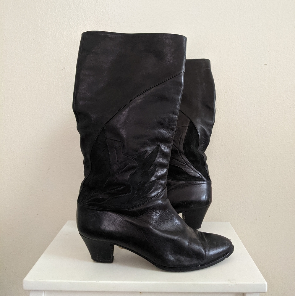 Bally Black Leather Western Boots 10